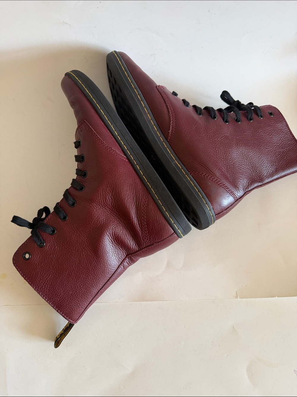 Dr. Martens Burgundy Leather Lace-Up Combat Boots - Picture 6 of 11